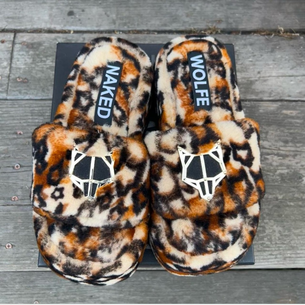 NAKED WOLFE • LEOPARD PRINT SLIPPERS